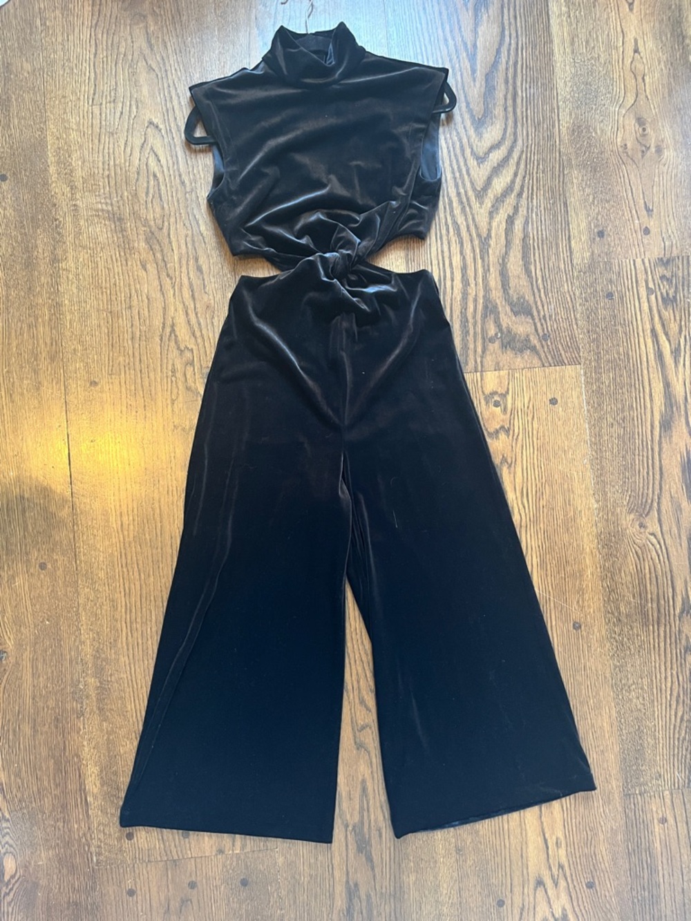ASOS Black Velvet Wide-Leg Cutout Jumpsuit